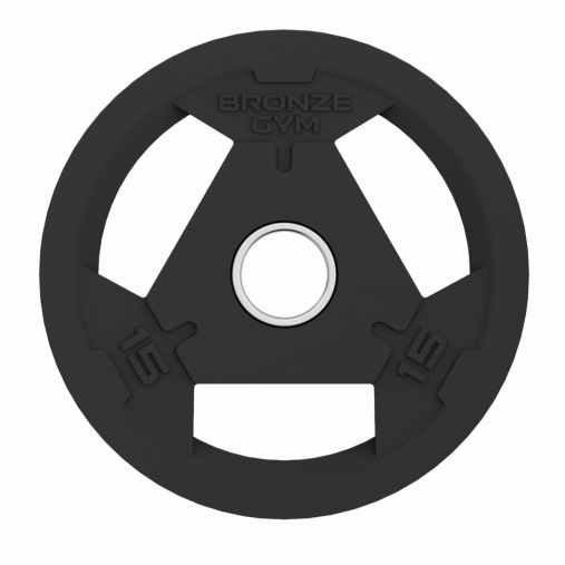 Диск олимпийский BRONZE GYM обрезиненный 15 кг с тремя хватами Диск олимпийский BRONZE GYM обрезиненный 15 кг с тремя хватами