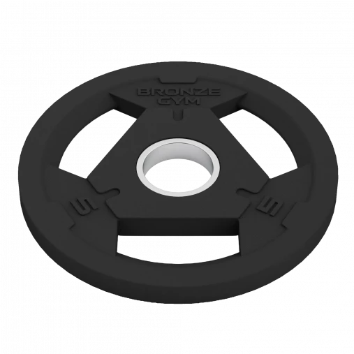 Диск олимпийский BRONZE GYM обрезиненный 5 кг с тремя хватами