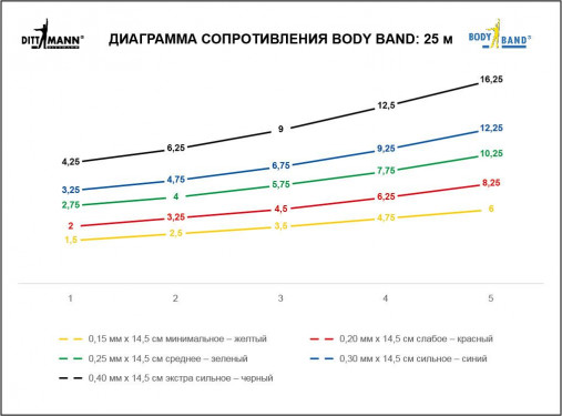Ленточный амортизатор DITTMANN Body-Band 25 м экстра высокое сопротивление, черный Ленточный амортизатор DITTMANN Body-Band 25 м экстра высокое сопротивление, черный