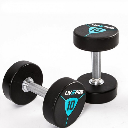 Гантели в уретане LIVEPRO Premium Urethane Dumbbells 4 кг, черный/синий